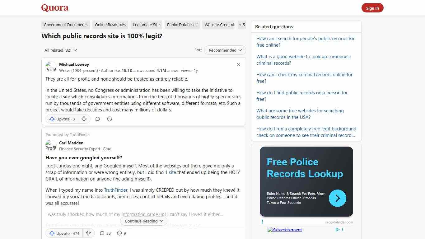 Which public records site is 100% legit? - Quora