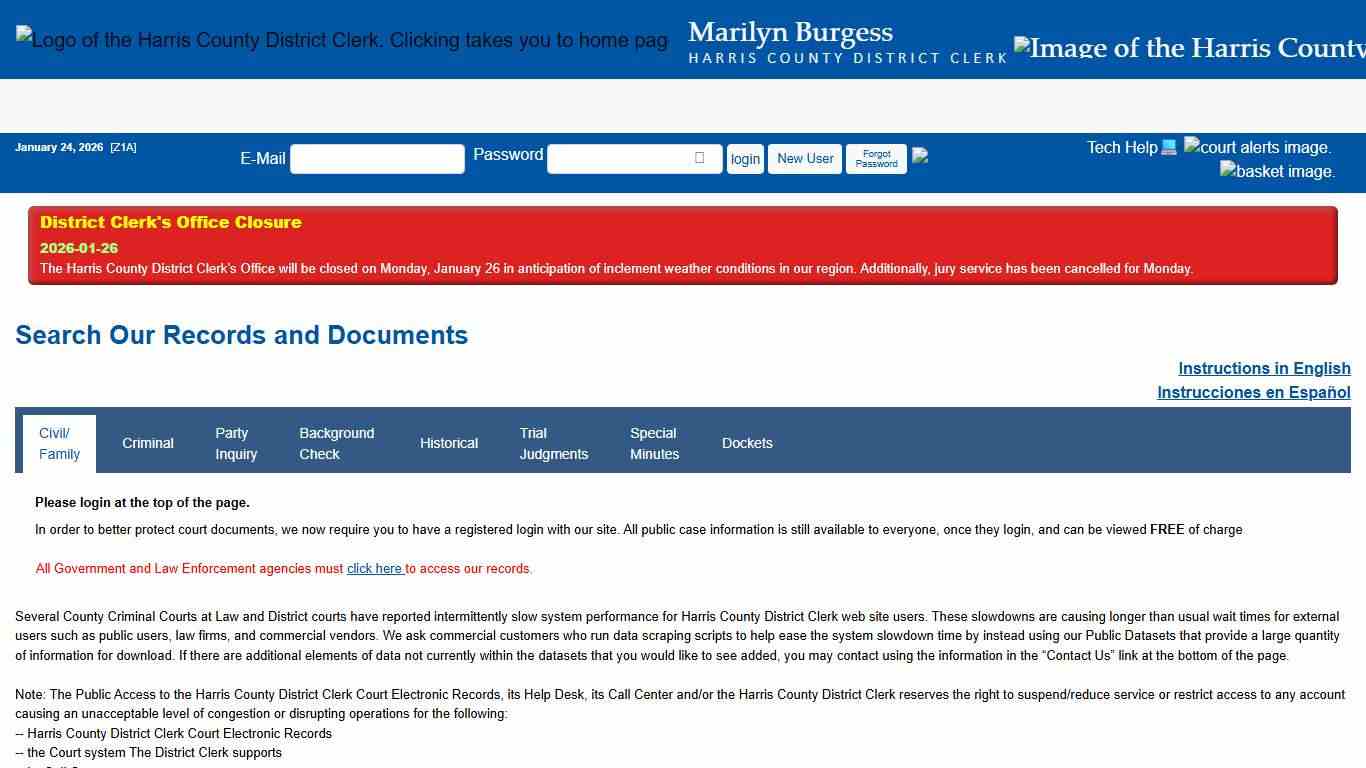 Office of Harris County District Clerk - Marilyn Burgess Search Our Records